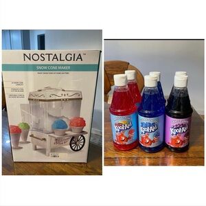 🆕 Nostalgia Table Top Snow Cone Machine w/ accessories & 6 Syrup NWT